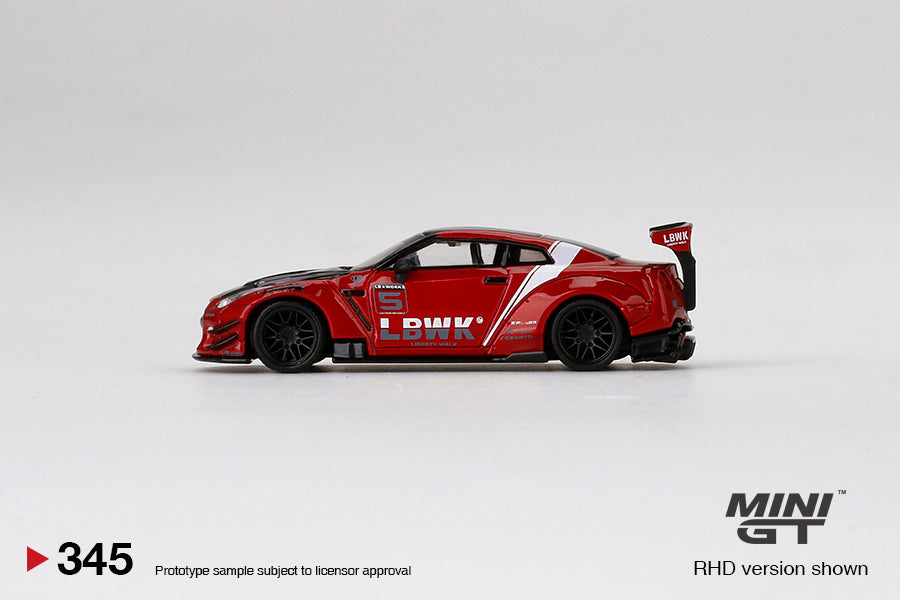 MINI GT 1/64 LB★WORKS Nissan GT-R R35 Type 2, Rear Wing ver 3 , Red, LB  Work Livery 2.0