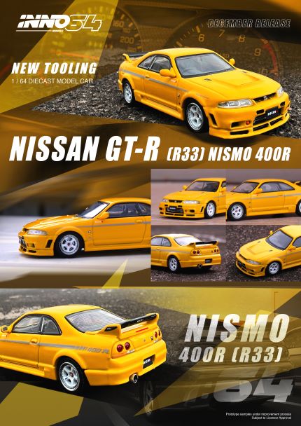 INNO64 1/64 NISSAN SKYLINE GT-R R33 NISMO 400R Lightning Yellow