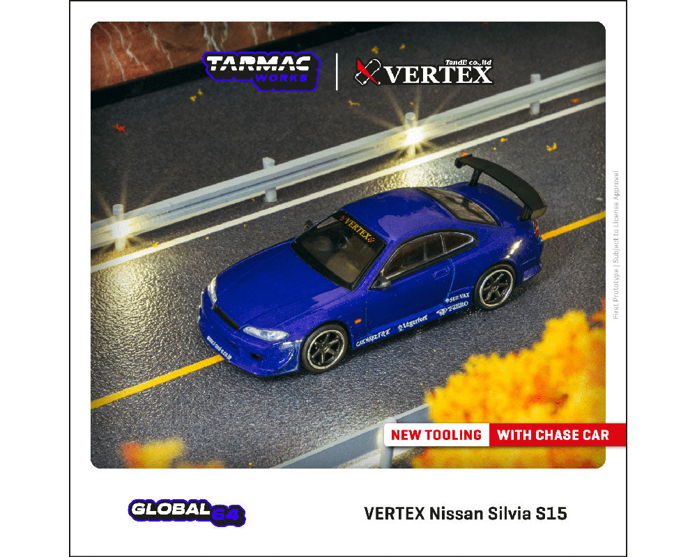 Tarmac Works 1/64 VERTEX Nissan Silvia S15 Blue METALLIC