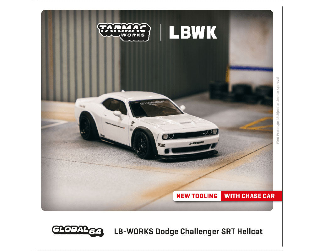 Tarmac Works 1/64 LB-WORKS Dodge Challenger SRT Hellcat – White – Global64