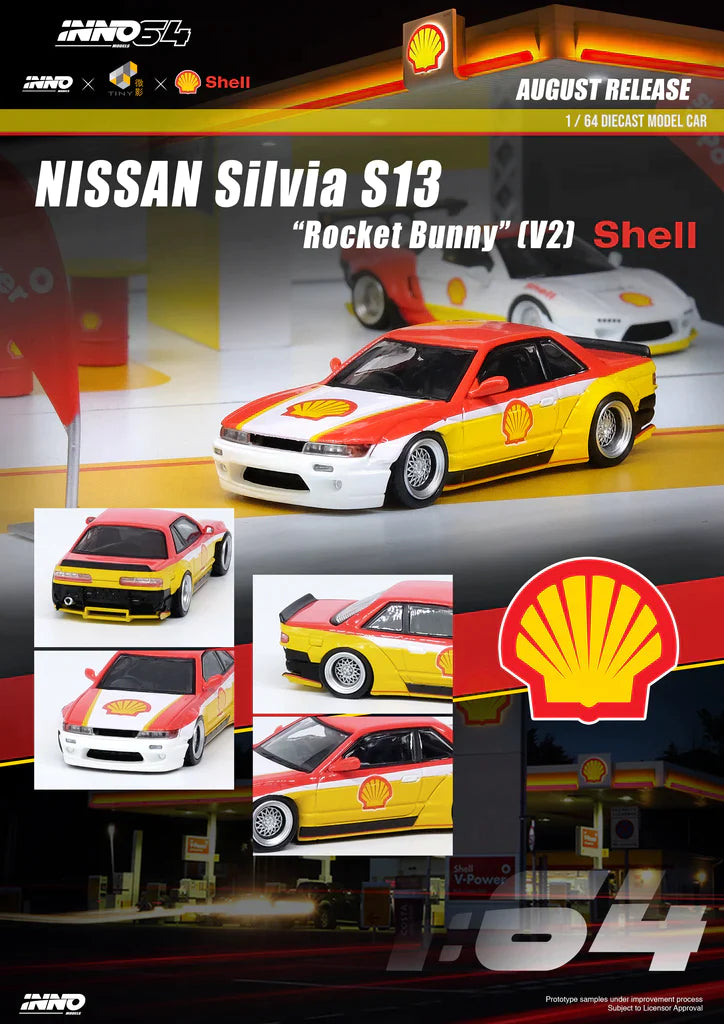 INNO64 1/64 SHELL KIOSK DIORAMA SET WITH CARS