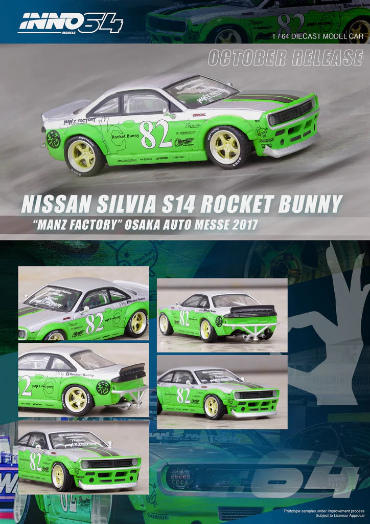 INNO64 1/64 Nissan Silvia S14 Rocket Bunny &quot;Manz Factory&quot; Osak Auto Messe